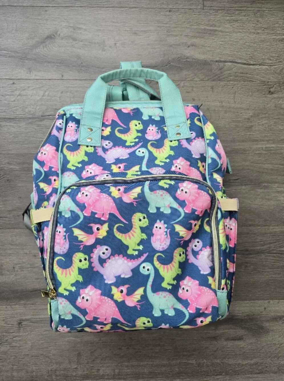 Kawaii Dinosaur Print Diaper Backpack Colorful Fun Travel Etsy